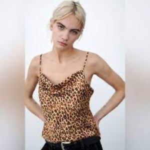 NEW Leopard cheetah cami adjustable straps Zara Medium NWT